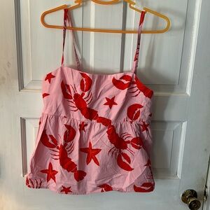 J.Crew factory, pink lobster print Tank